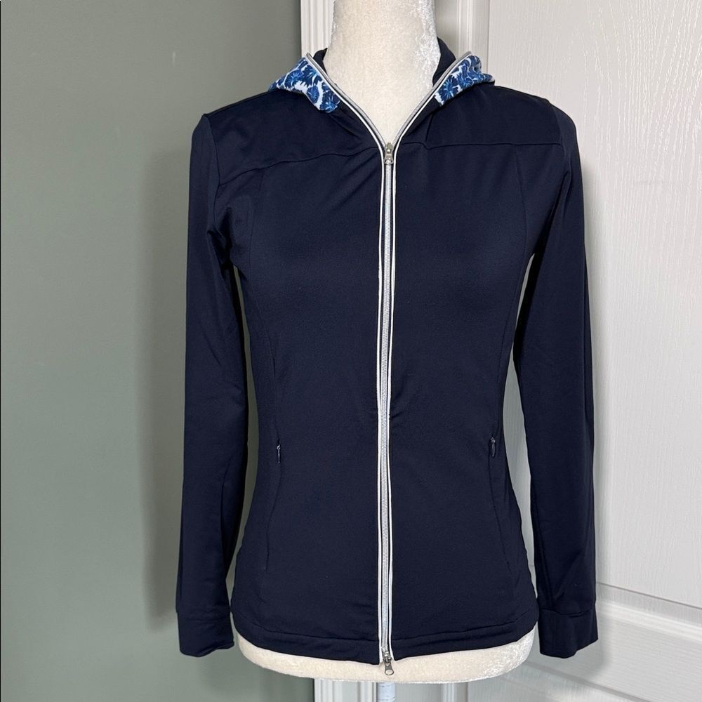 Chervò Sunblock Jacket Navy Full Zip Hoodie Lightweight Golf Size S
